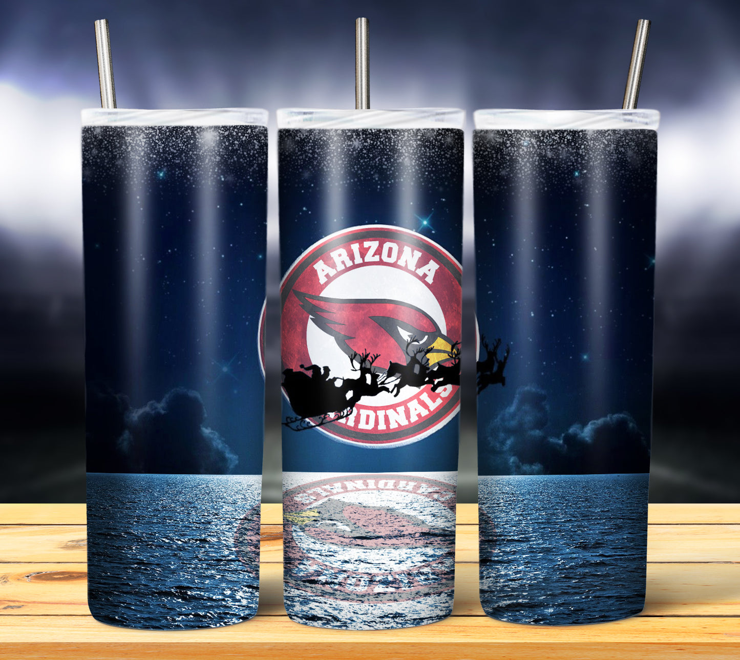 Santa Moon Football 20oz Sublimation Tumbler Image