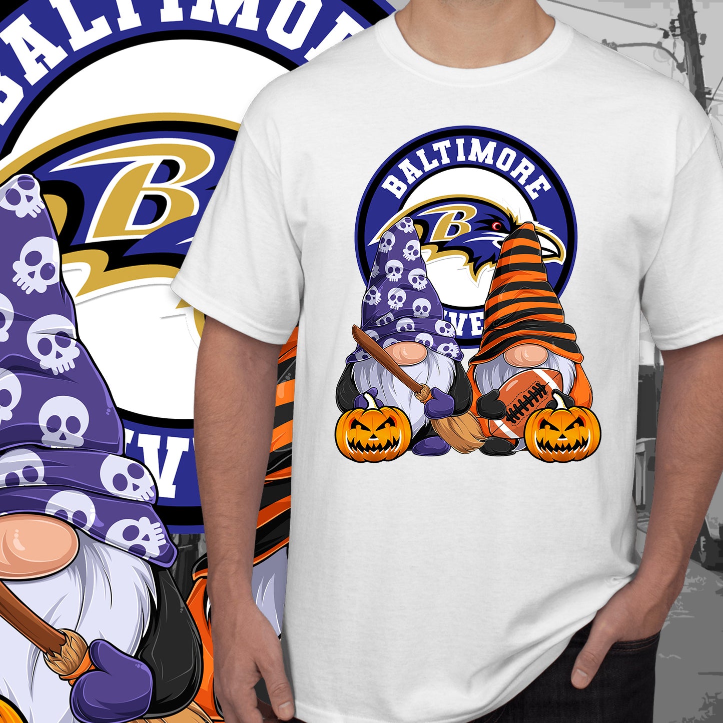 Halloween Football Gnomes Sublimation/DTF T-Shirt Images