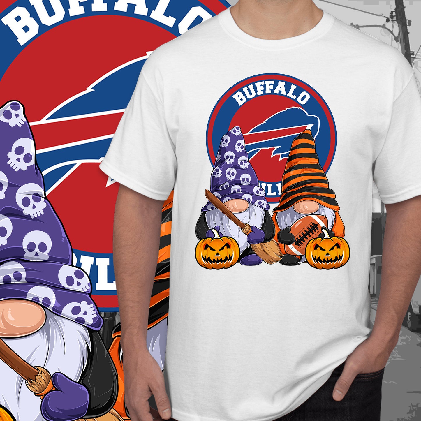 Halloween Football Gnomes Sublimation/DTF T-Shirt Images