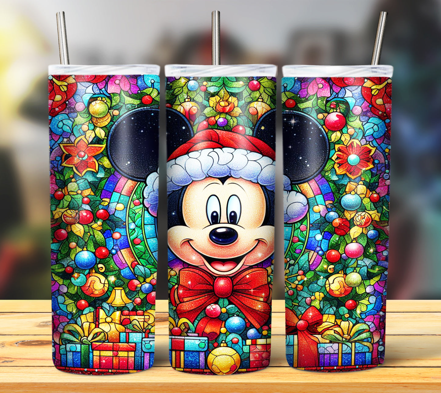 60+ Stain Glass Cartoon Christmas Sublimation Tumbler Images Bundle 20 oz