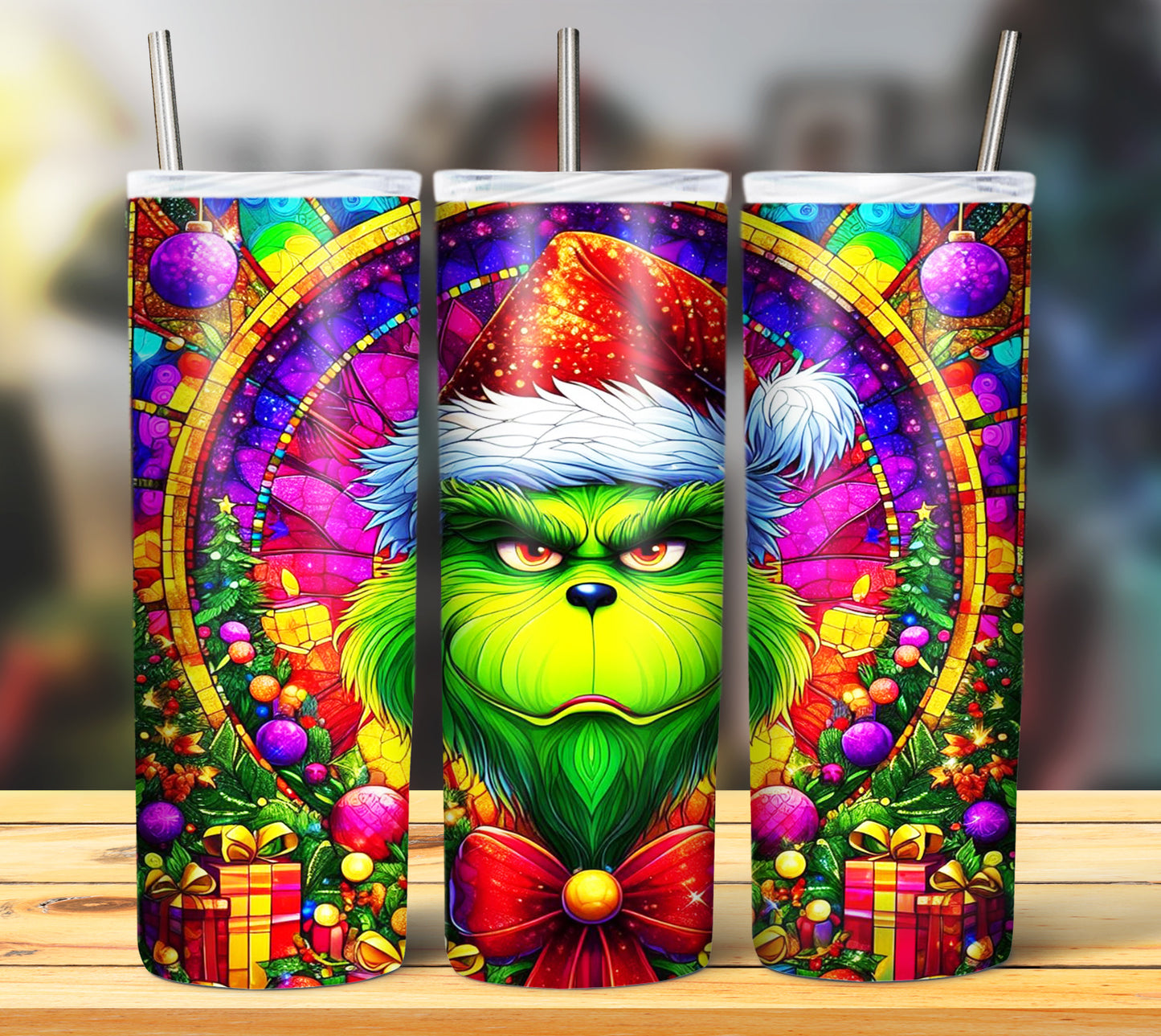 60+ Stain Glass Cartoon Christmas Sublimation Tumbler Images Bundle 20 oz