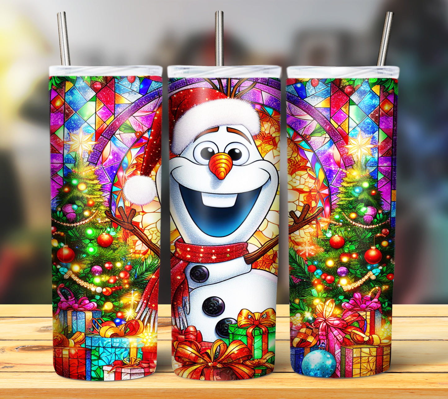 60+ Stain Glass Cartoon Christmas Sublimation Tumbler Images Bundle 20 oz