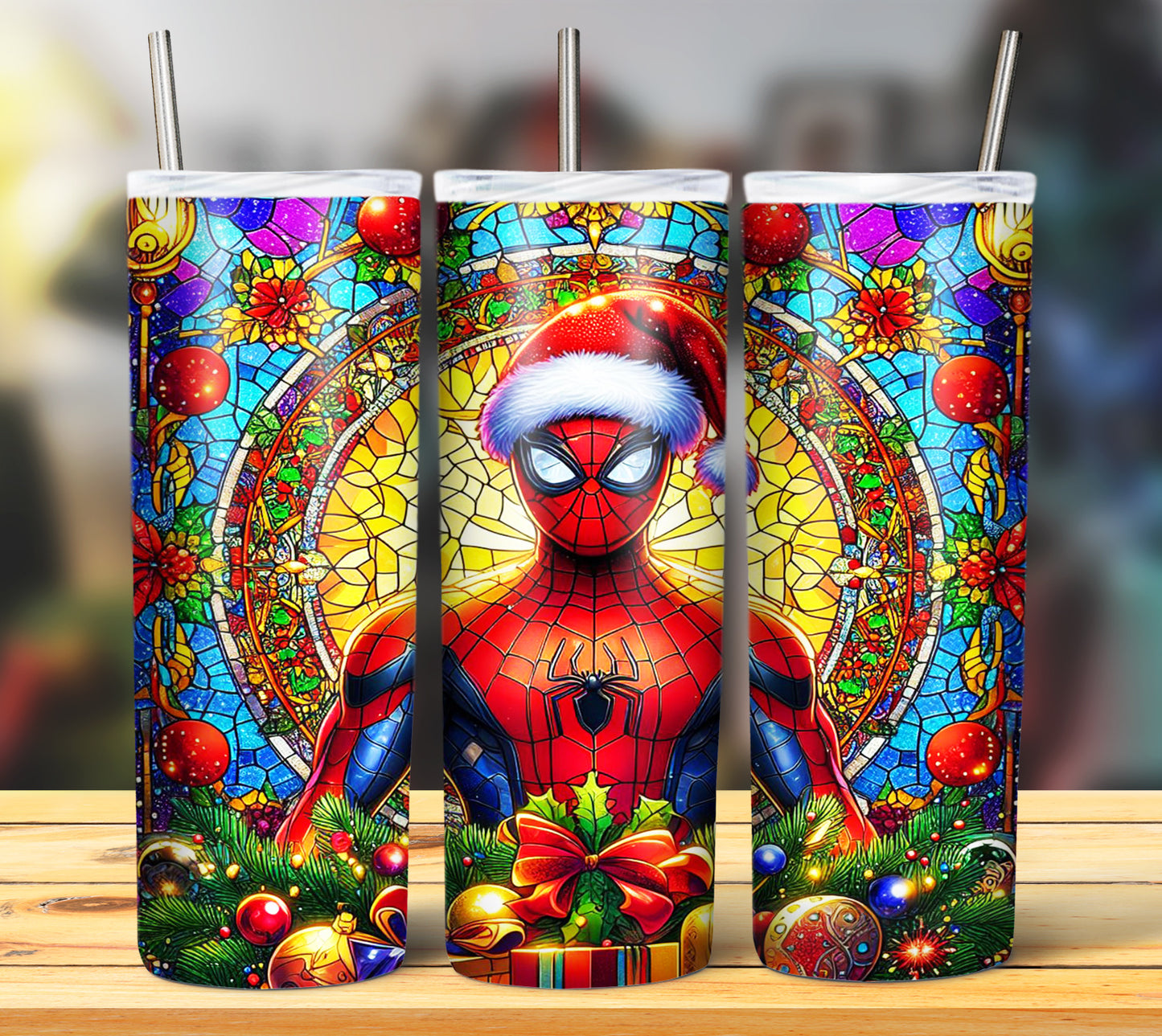 60+ Stain Glass Cartoon Christmas Sublimation Tumbler Images Bundle 20 oz