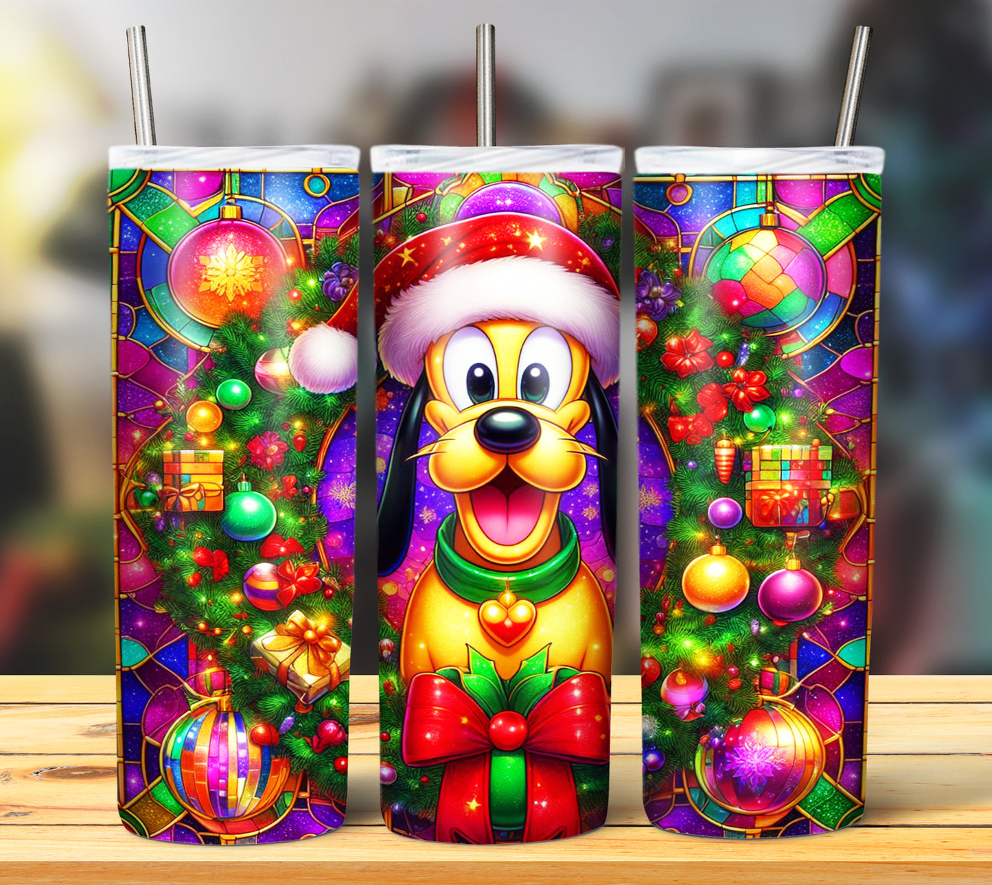 60+ Stain Glass Cartoon Christmas Sublimation Tumbler Images Bundle 20 oz