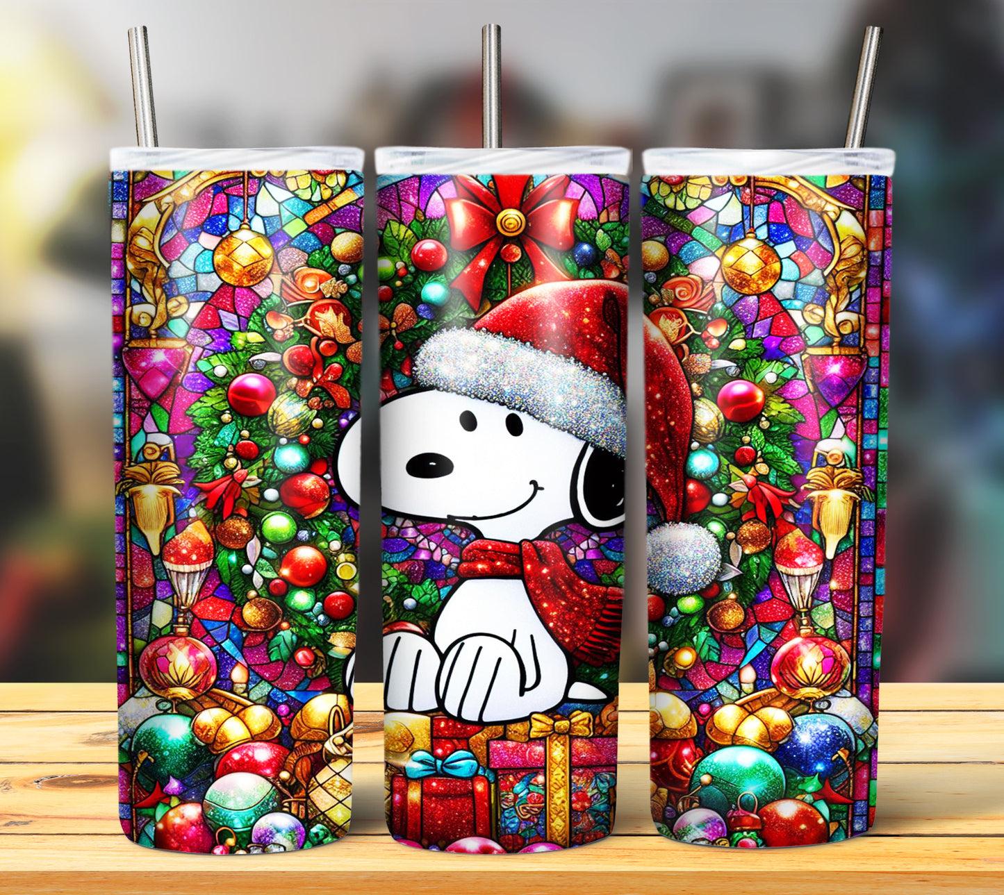 60+ Stain Glass Cartoon Christmas Sublimation Tumbler Images Bundle 20 oz