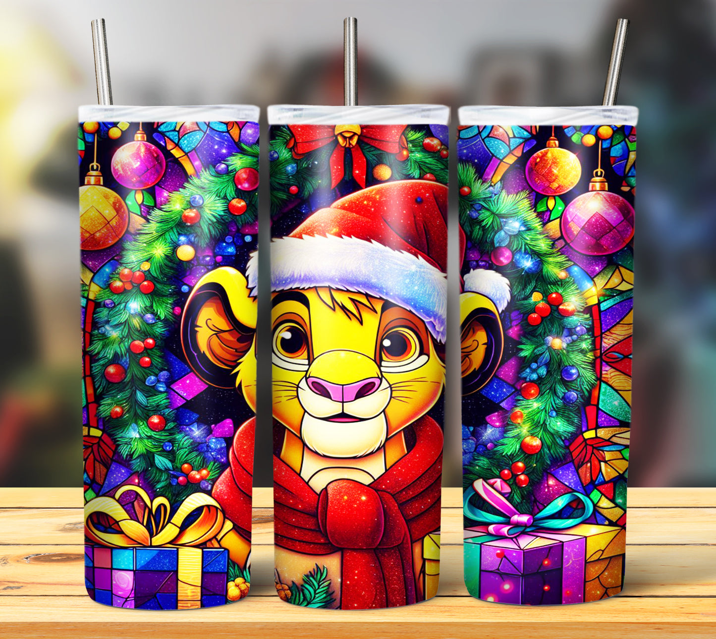 60+ Stain Glass Cartoon Christmas Sublimation Tumbler Images Bundle 20 oz