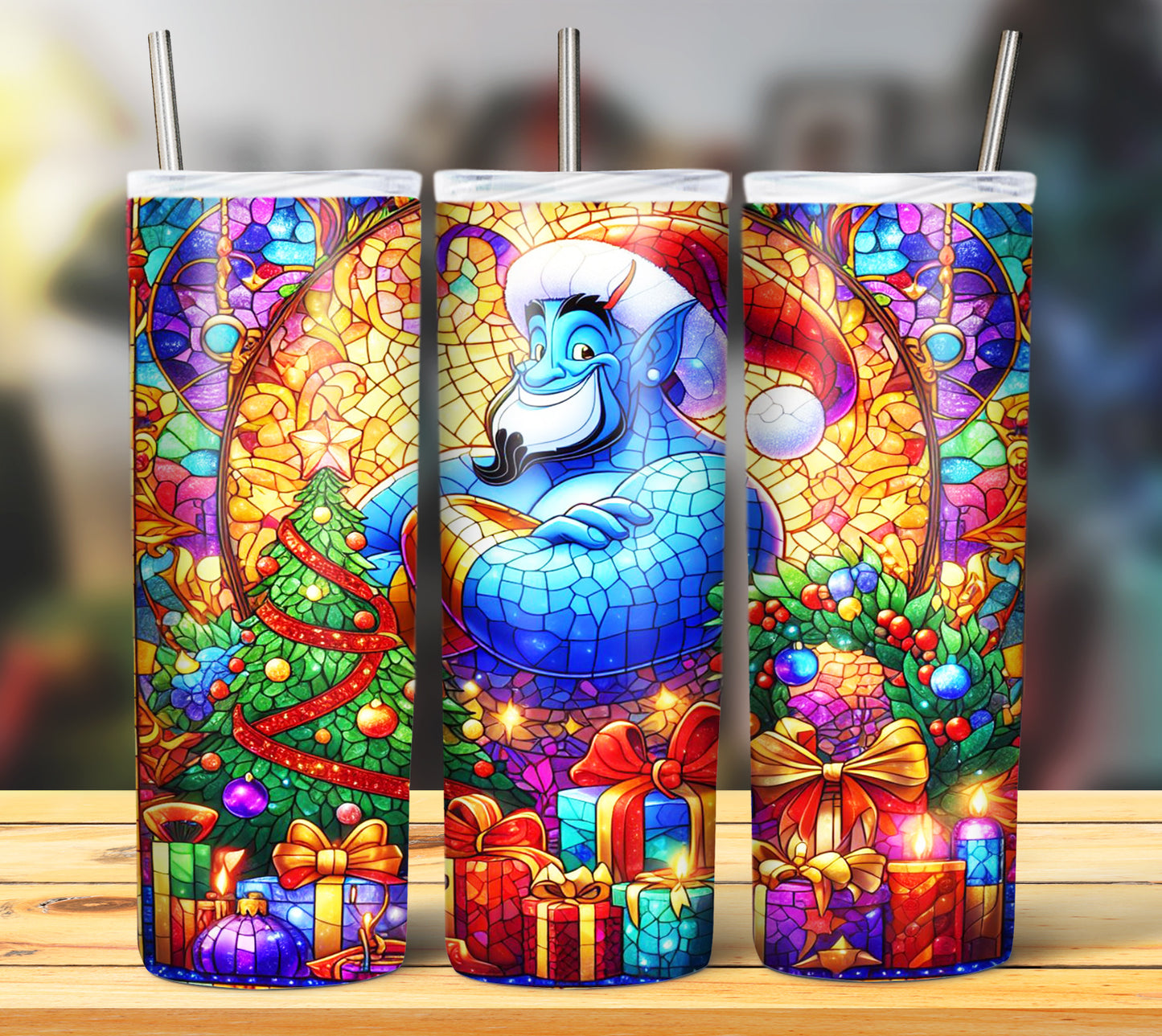 60+ Stain Glass Cartoon Christmas Sublimation Tumbler Images Bundle 20 oz