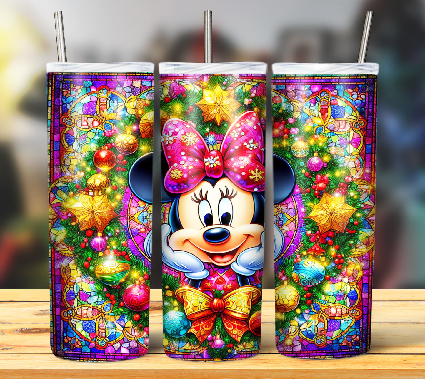 60+ Stain Glass Cartoon Christmas Sublimation Tumbler Images Bundle 20 oz