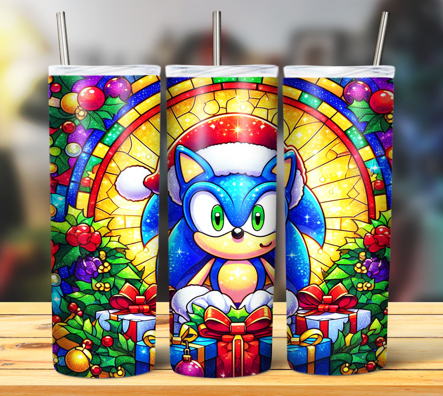 60+ Stain Glass Cartoon Christmas Sublimation Tumbler Images Bundle 20 oz