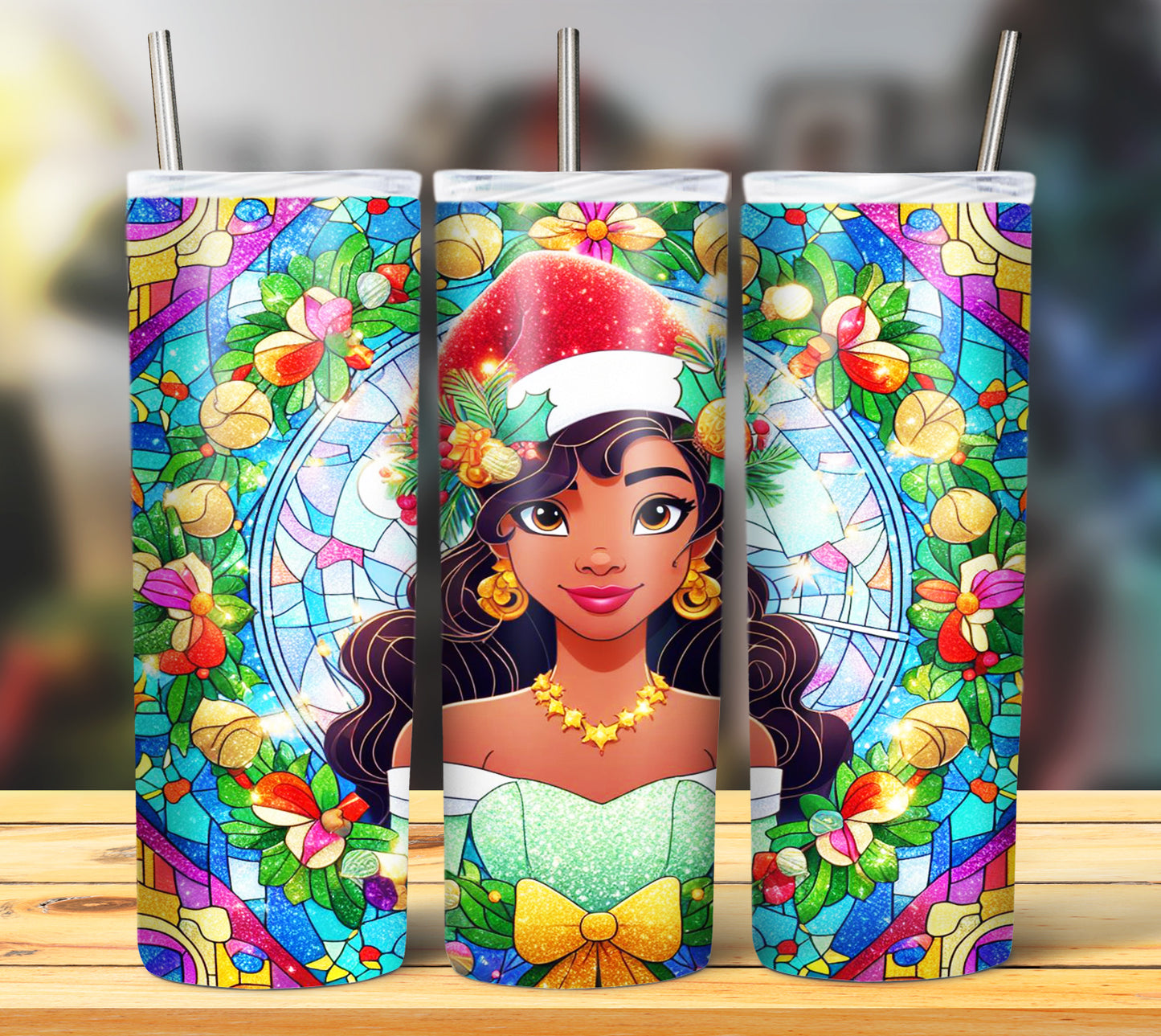 60+ Stain Glass Cartoon Christmas Sublimation Tumbler Images Bundle 20 oz