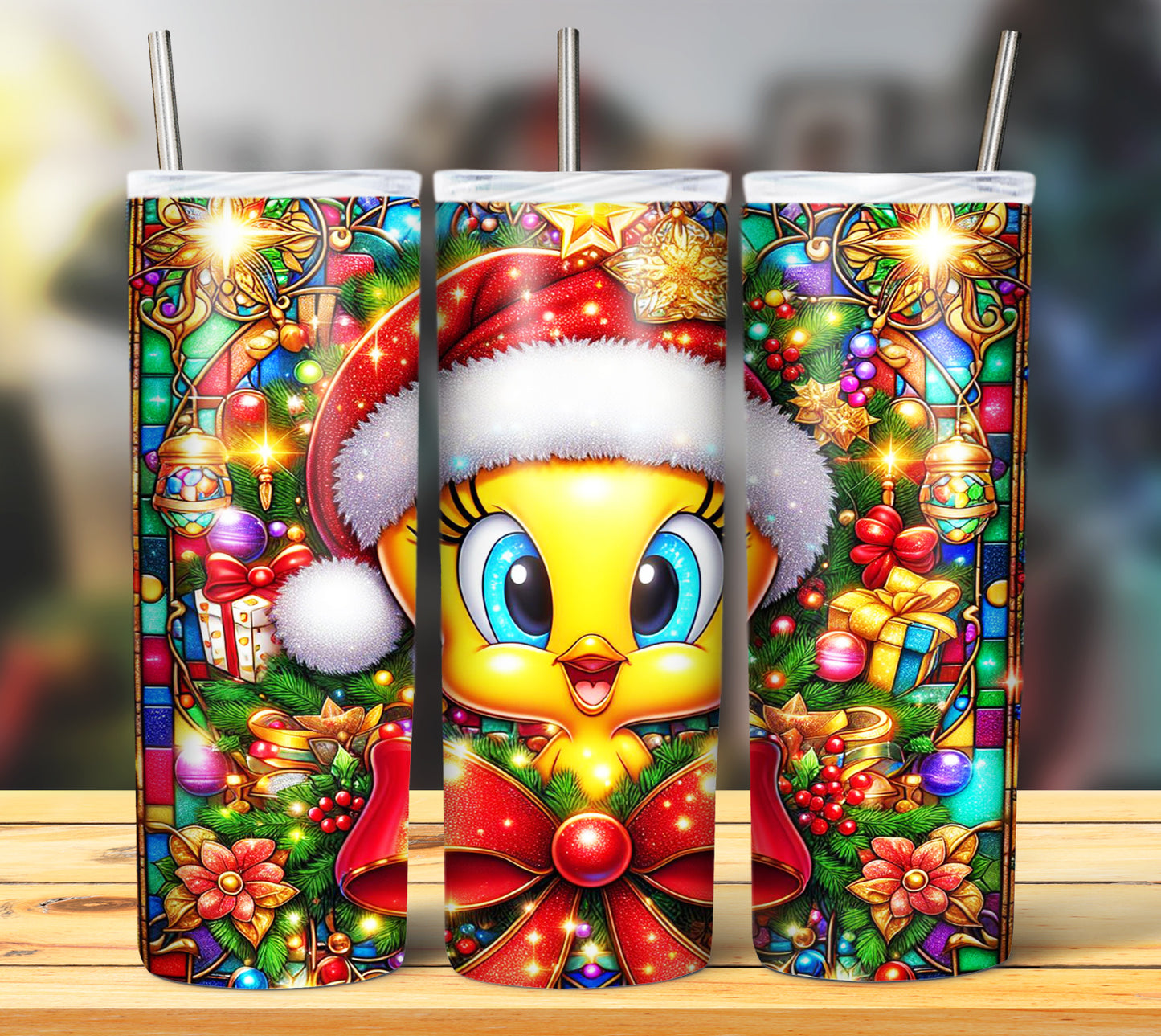 60+ Stain Glass Cartoon Christmas Sublimation Tumbler Images Bundle 20 oz