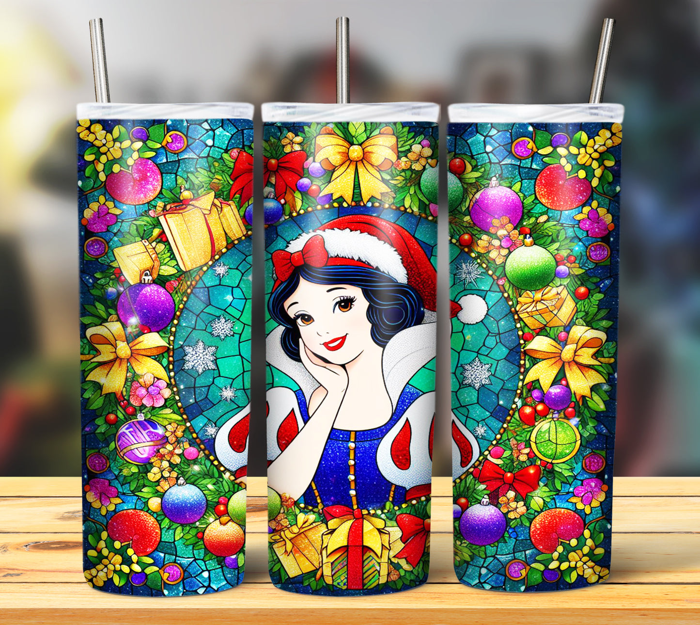 60+ Stain Glass Cartoon Christmas Sublimation Tumbler Images Bundle 20 oz