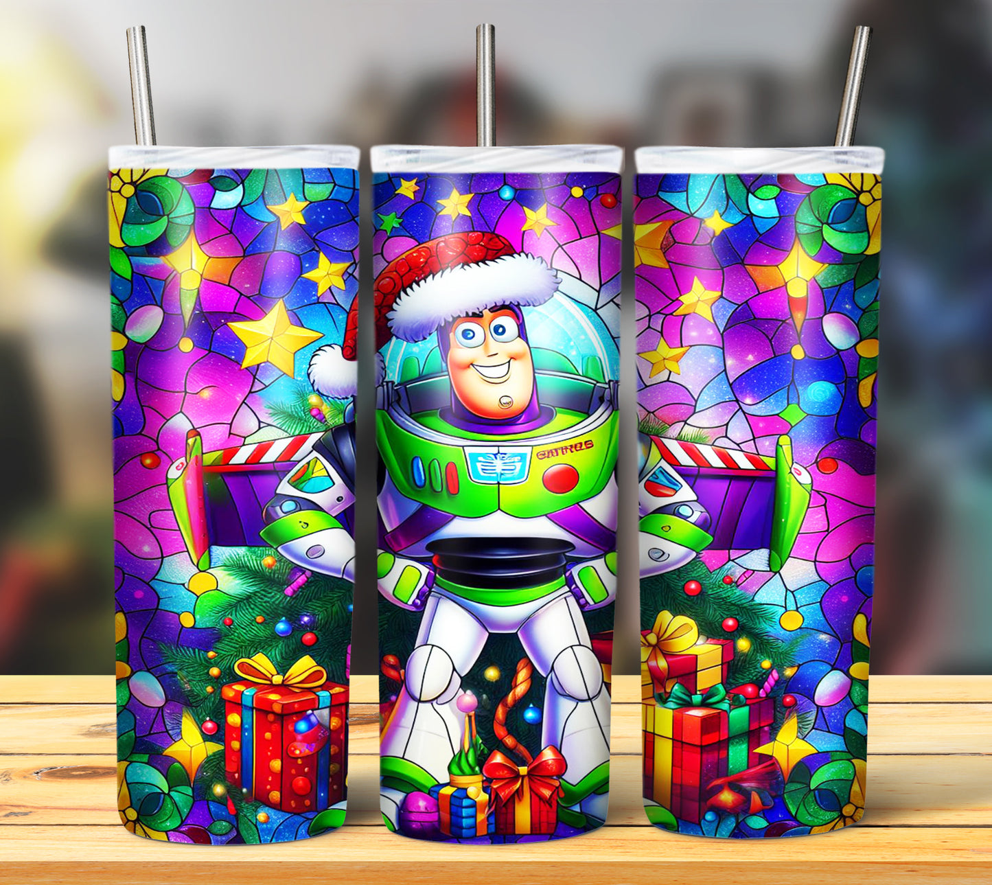 60+ Stain Glass Cartoon Christmas Sublimation Tumbler Images Bundle 20 oz