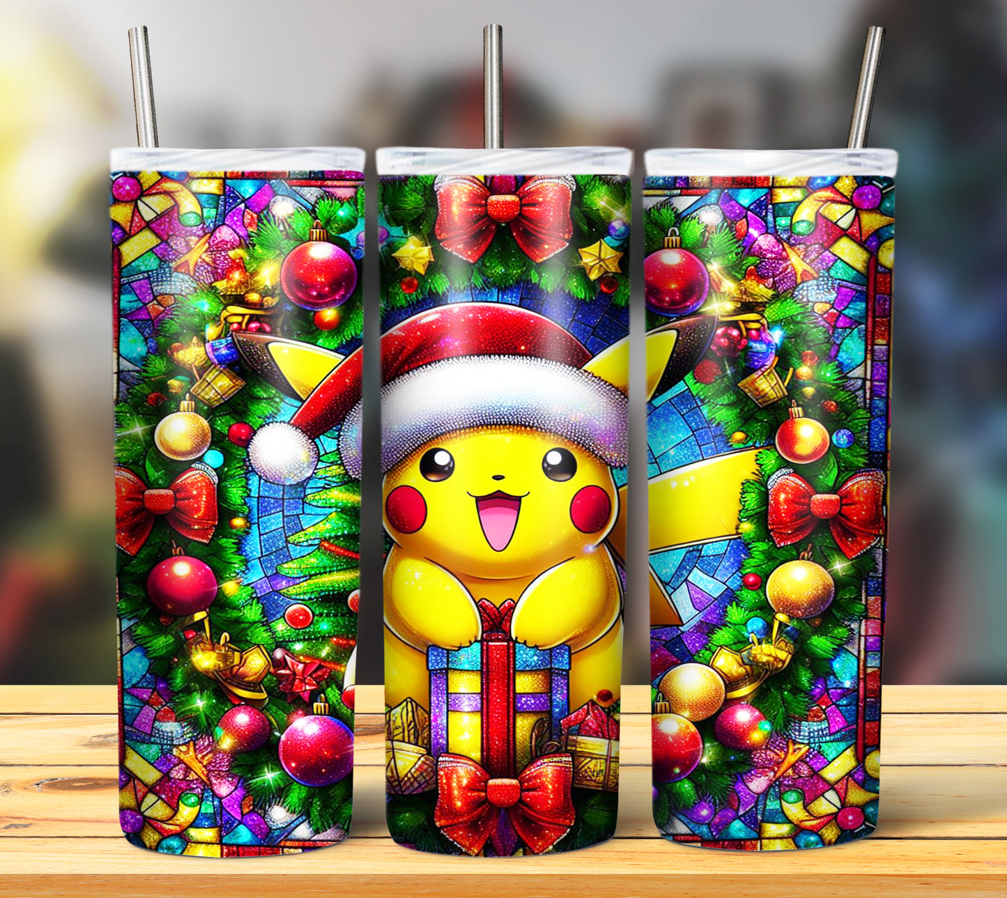 60+ Stain Glass Cartoon Christmas Sublimation Tumbler Images Bundle 20 oz