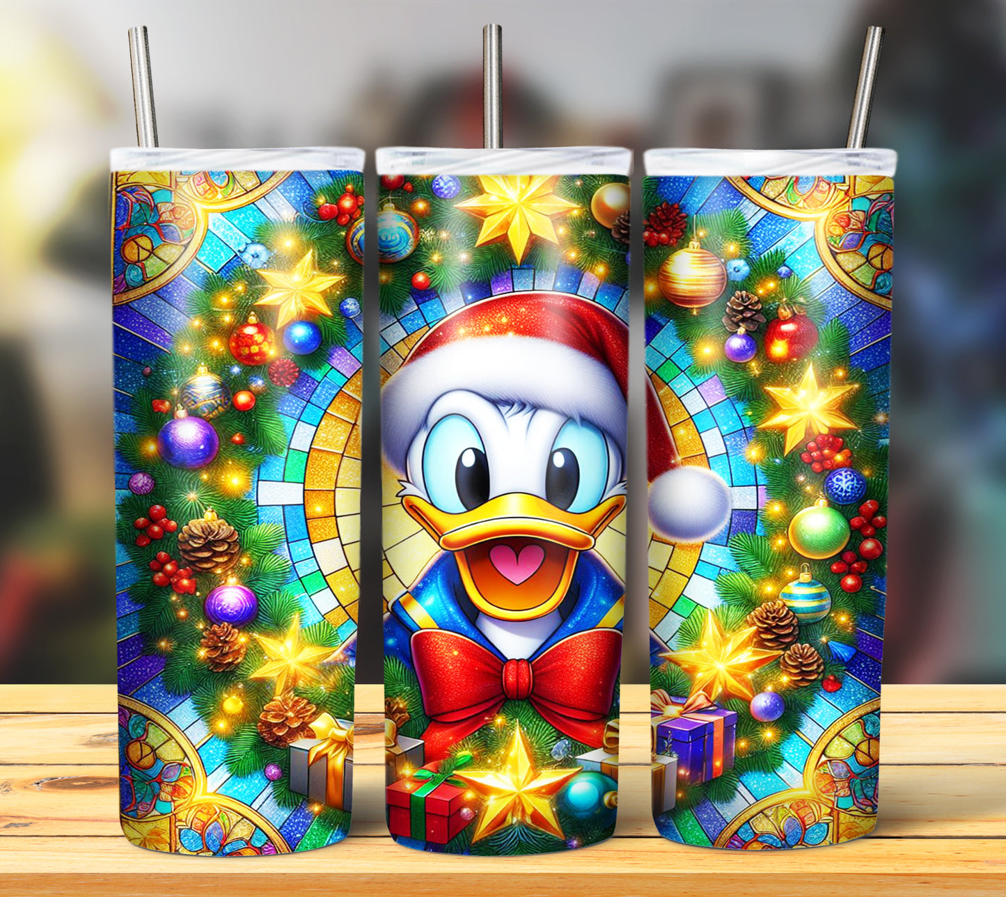 60+ Stain Glass Cartoon Christmas Sublimation Tumbler Images Bundle 20 oz