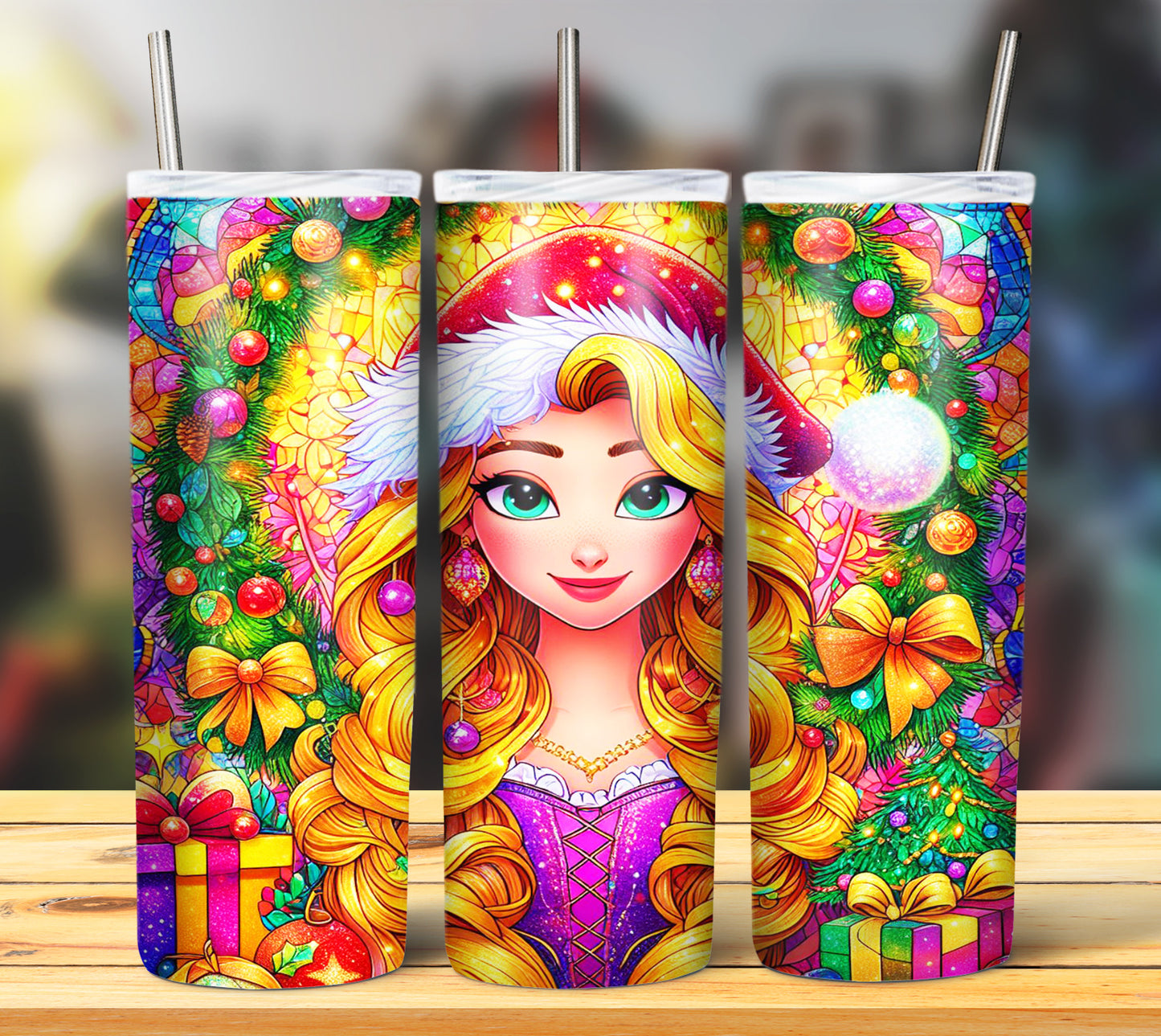 60+ Stain Glass Cartoon Christmas Sublimation Tumbler Images Bundle 20 oz