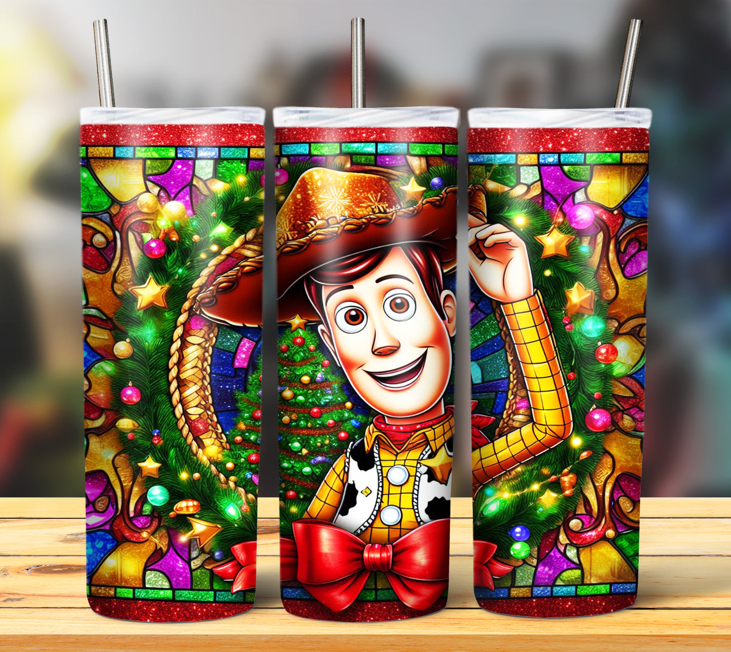 60+ Stain Glass Cartoon Christmas Sublimation Tumbler Images Bundle 20 oz