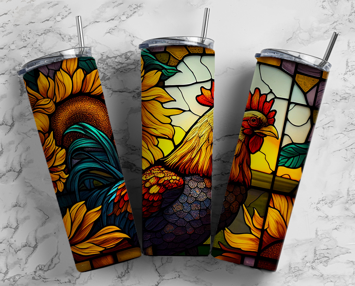 Stain Glass Rooster 20oz Sublimation Tumbler Image
