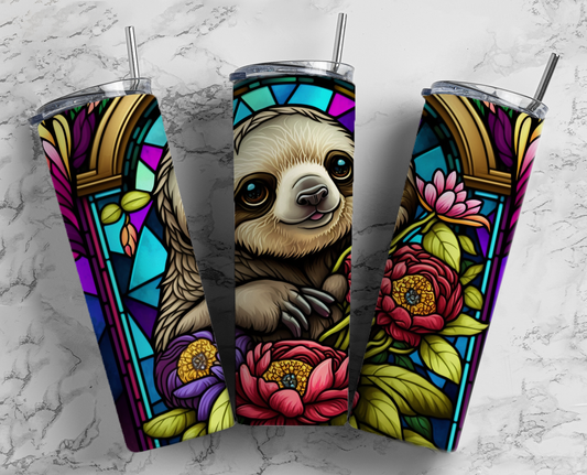 Stain Glass Sloth 20oz Sublimation Tumbler Image