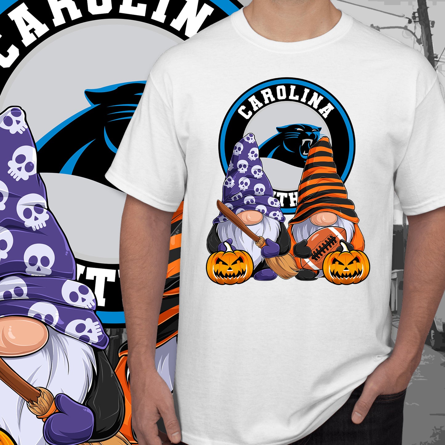 Halloween Football Gnomes Sublimation/DTF T-Shirt Images