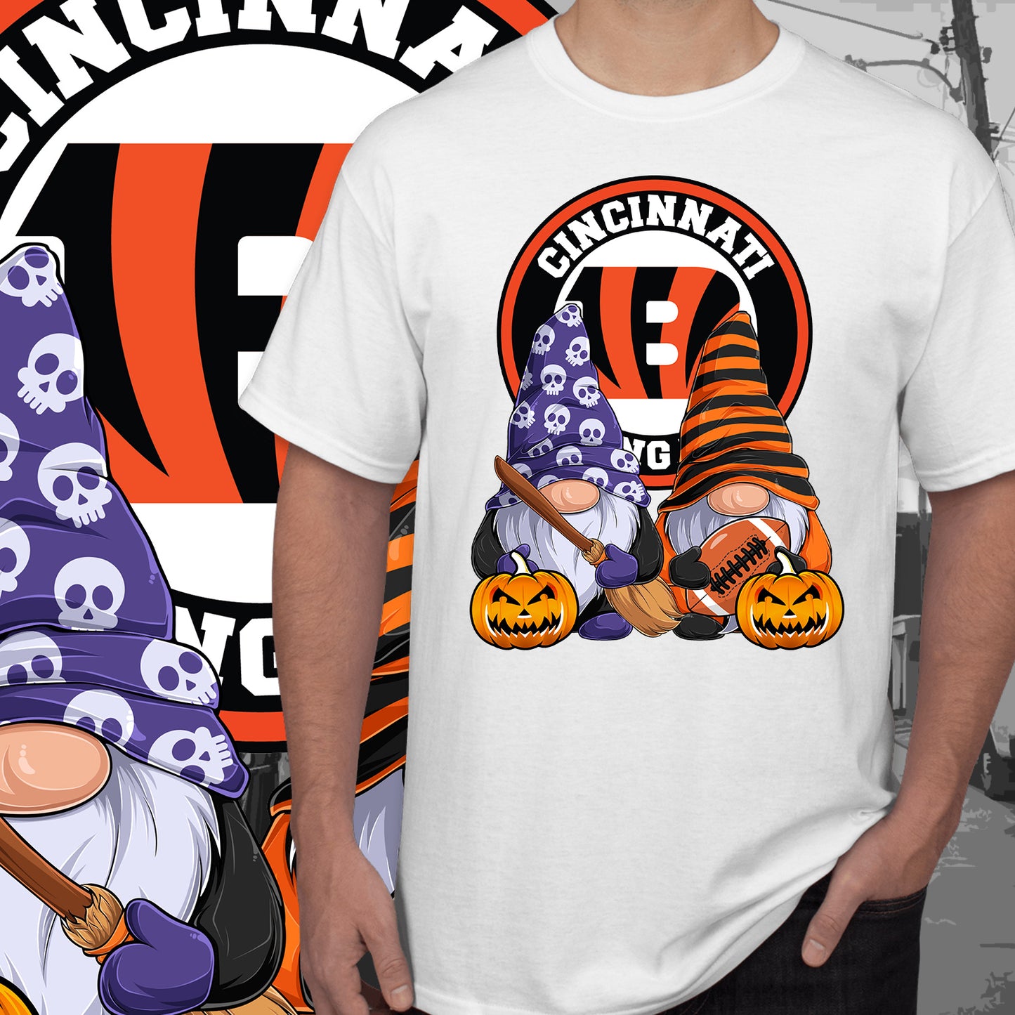 Halloween Football Gnomes Sublimation/DTF T-Shirt Images