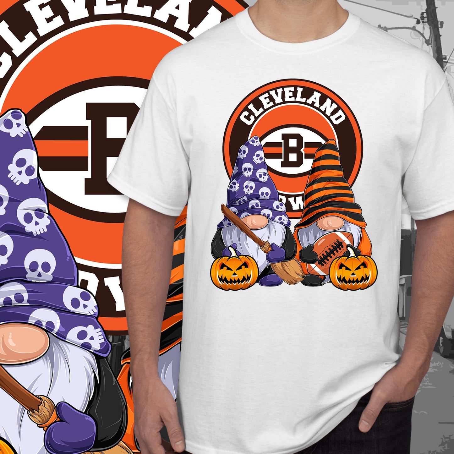 Halloween Football Gnomes Sublimation/DTF T-Shirt Images