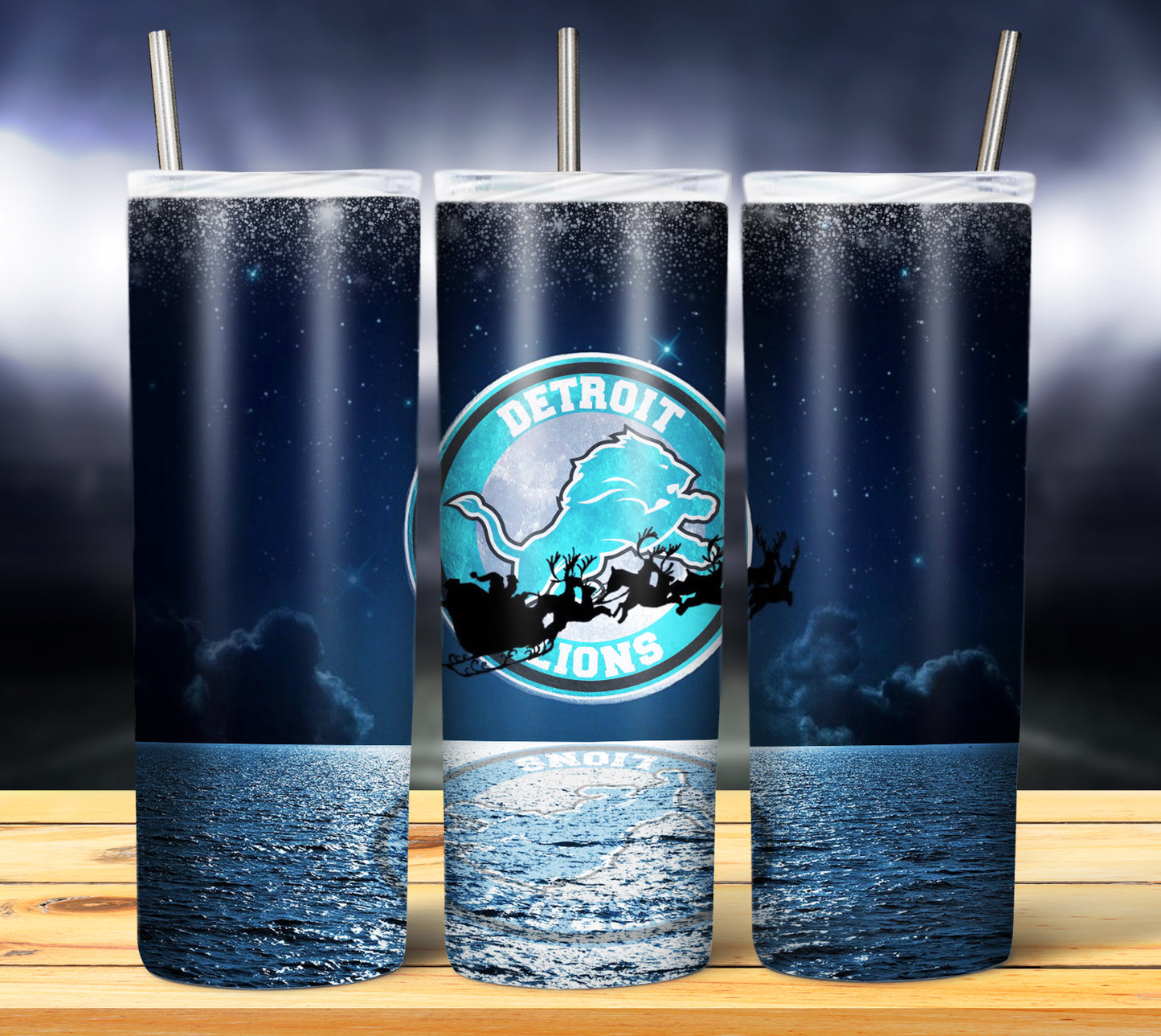 Santa Moon Football 20oz Sublimation Tumbler Image