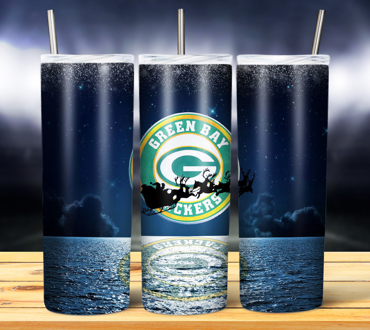 Santa Moon Football 20oz Sublimation Tumbler Image