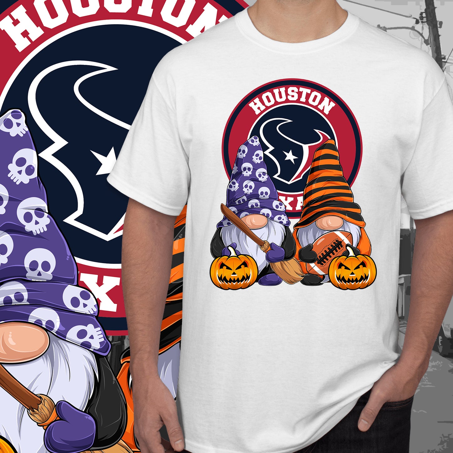 Halloween Football Gnomes Sublimation/DTF T-Shirt Images