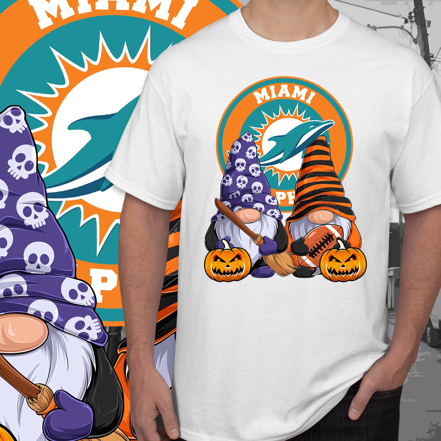 Halloween Football Gnomes Sublimation/DTF T-Shirt Images