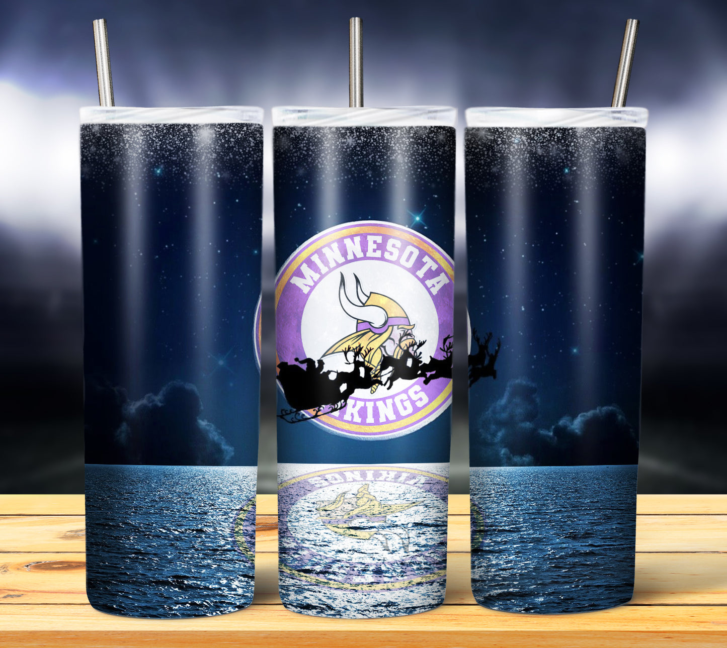 Santa Moon Football 20oz Sublimation Tumbler Image