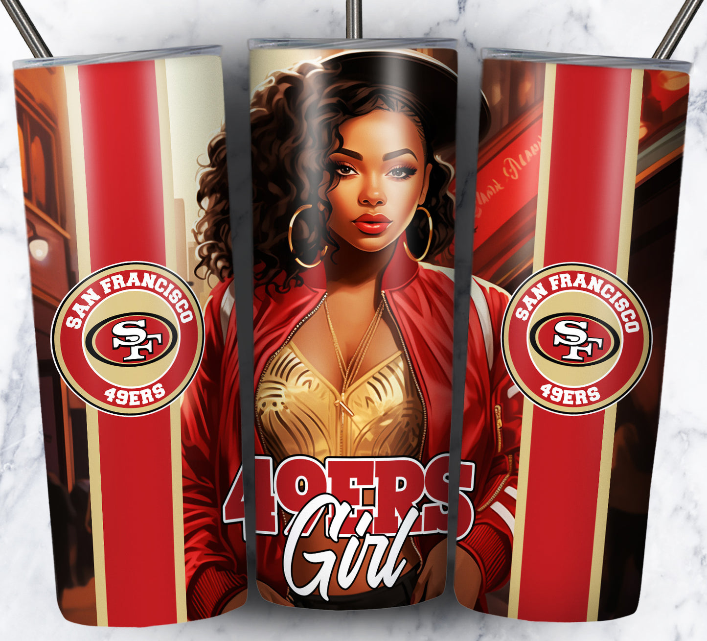 Girl Football 20oz Sublimation Tumbler Image