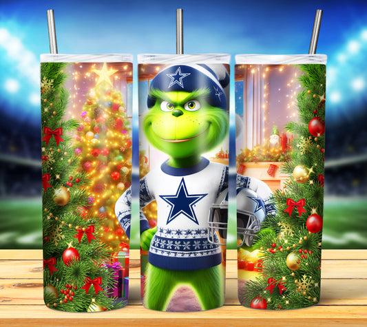 Christmas Football Grouch 20oz Sublimation Tumbler Image