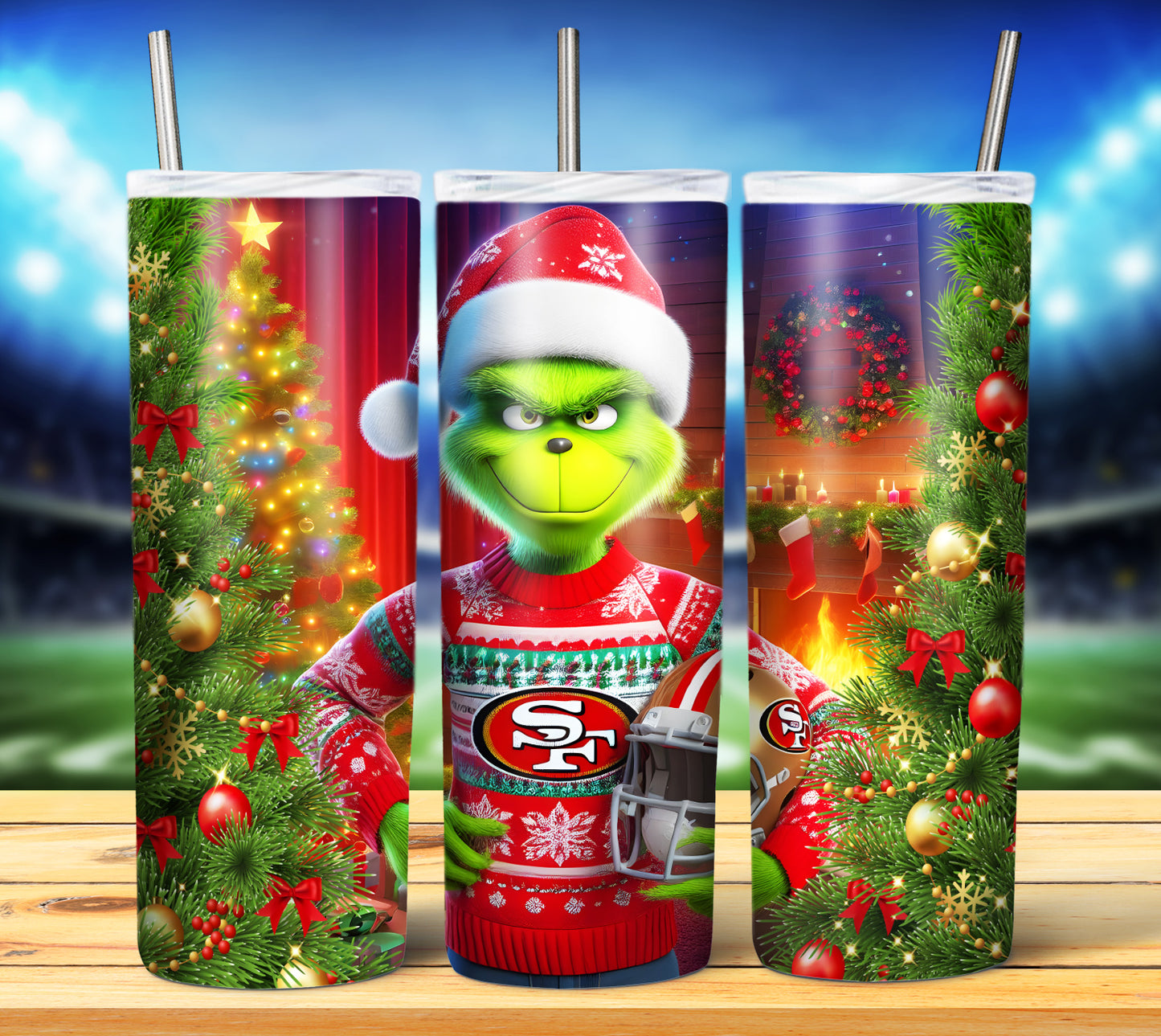 Christmas Football Grouch 20oz Sublimation Tumbler Image