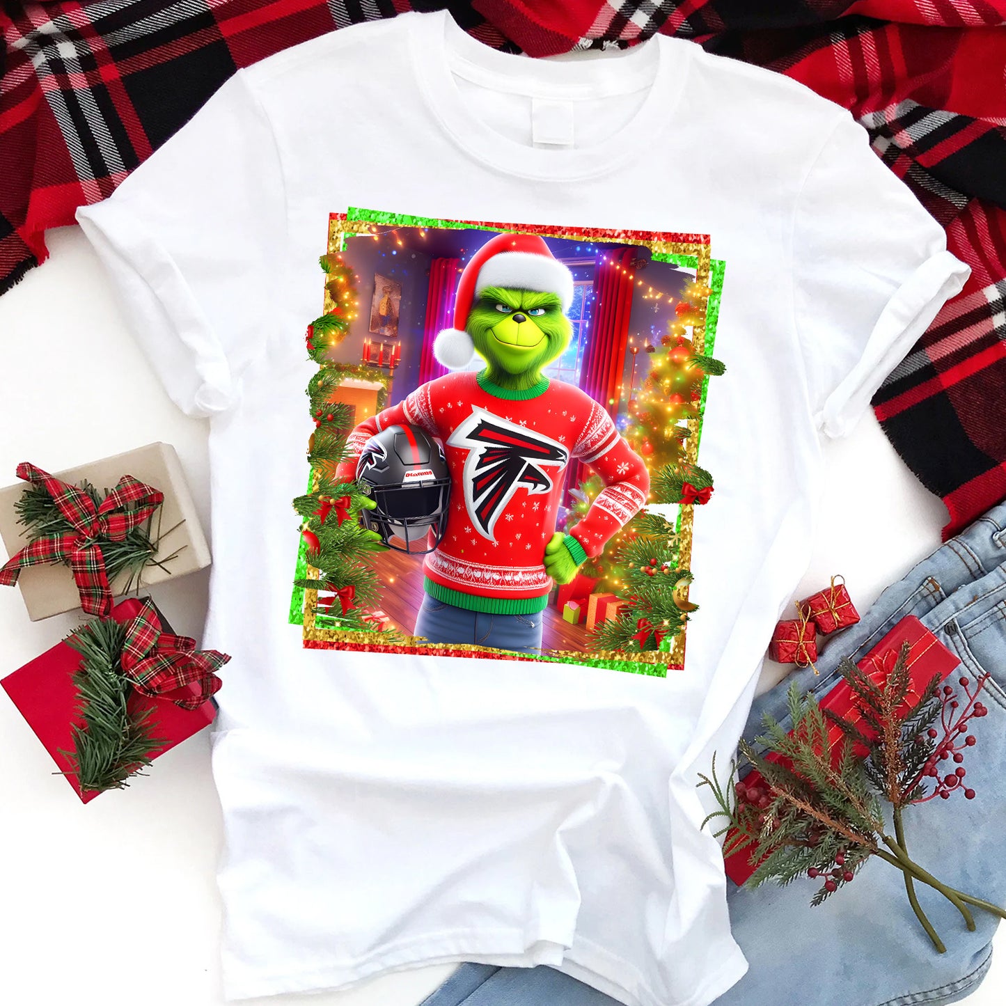 Christmas Grouch Football Sublimation T-Shirt Images / DTF