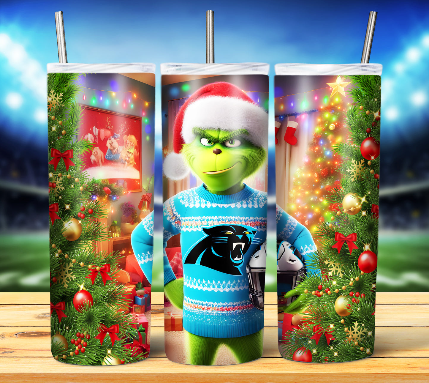 Christmas Football Grouch 20oz Sublimation Tumbler Image