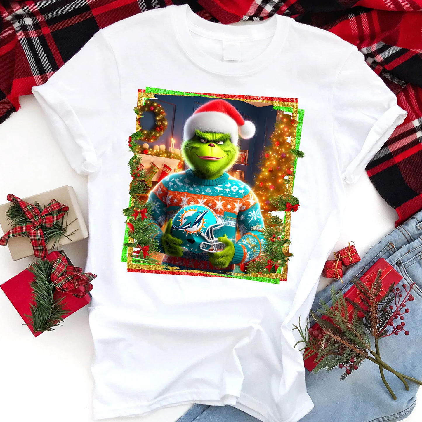 Christmas Grouch Football Sublimation T-Shirt Images / DTF