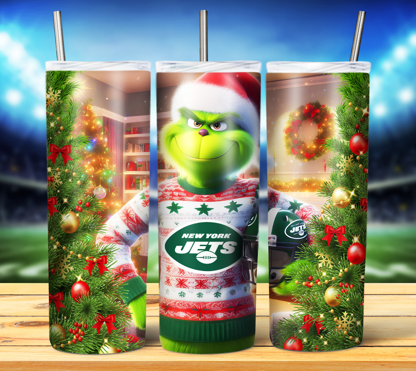 Christmas Football Grouch 20oz Sublimation Tumbler Image