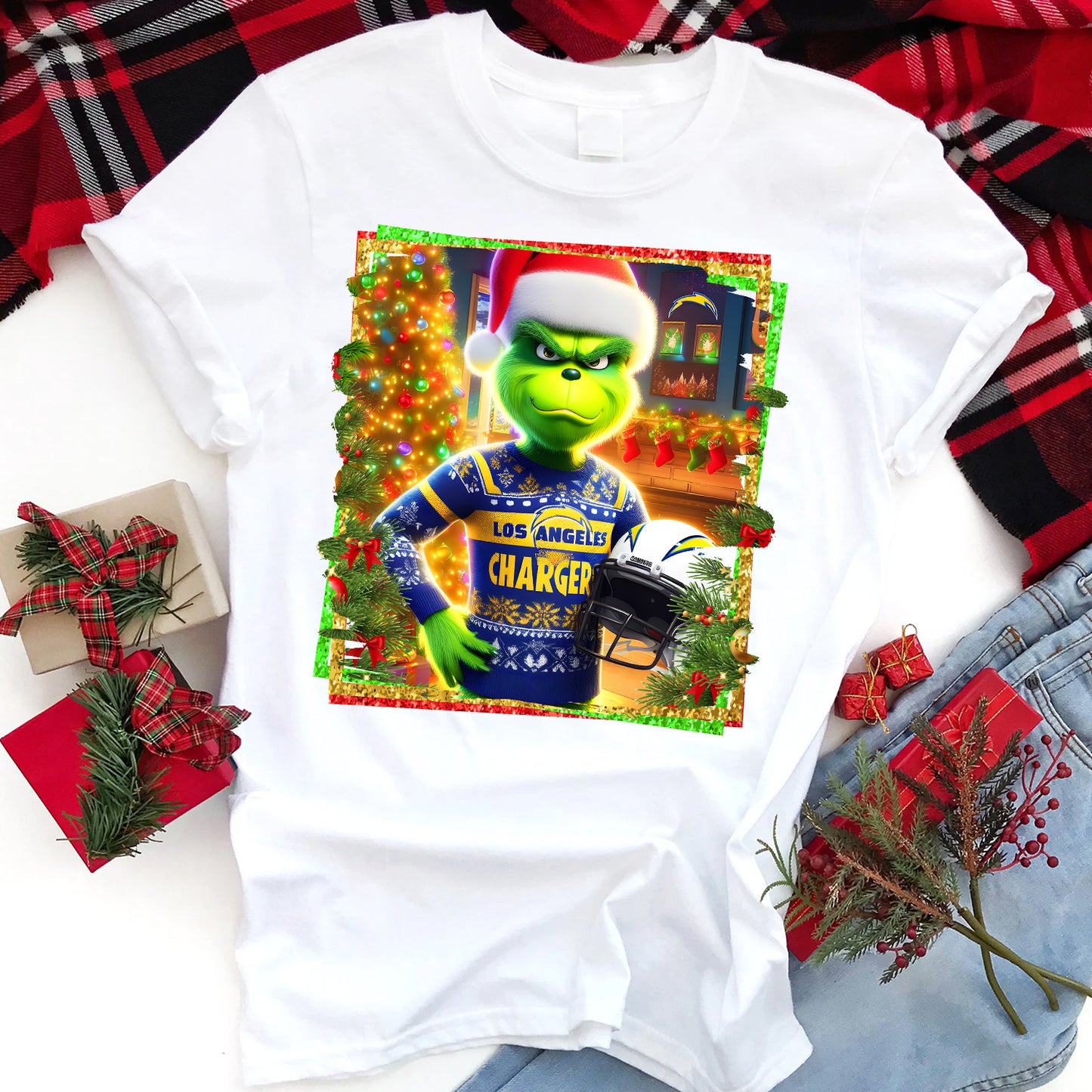 Christmas Grouch Football Sublimation T-Shirt Images / DTF