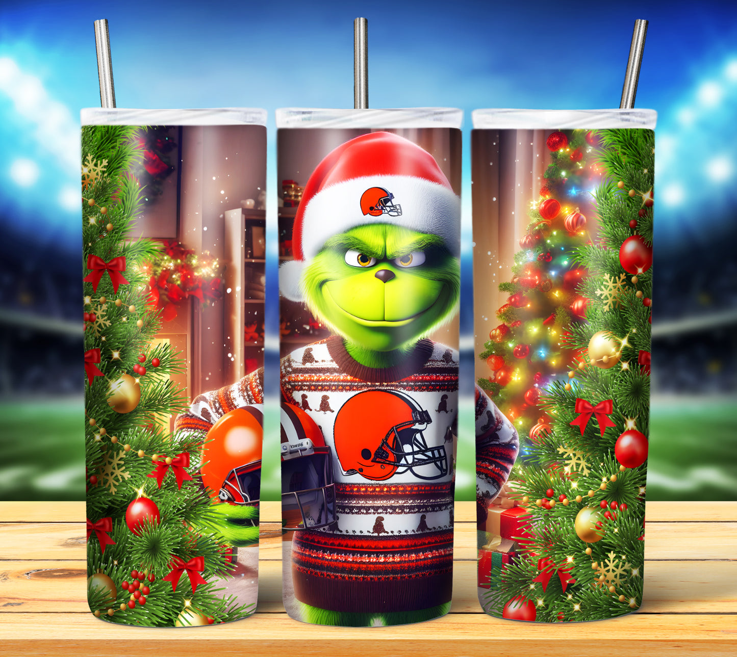 Christmas Football Grouch 20oz Sublimation Tumbler Image