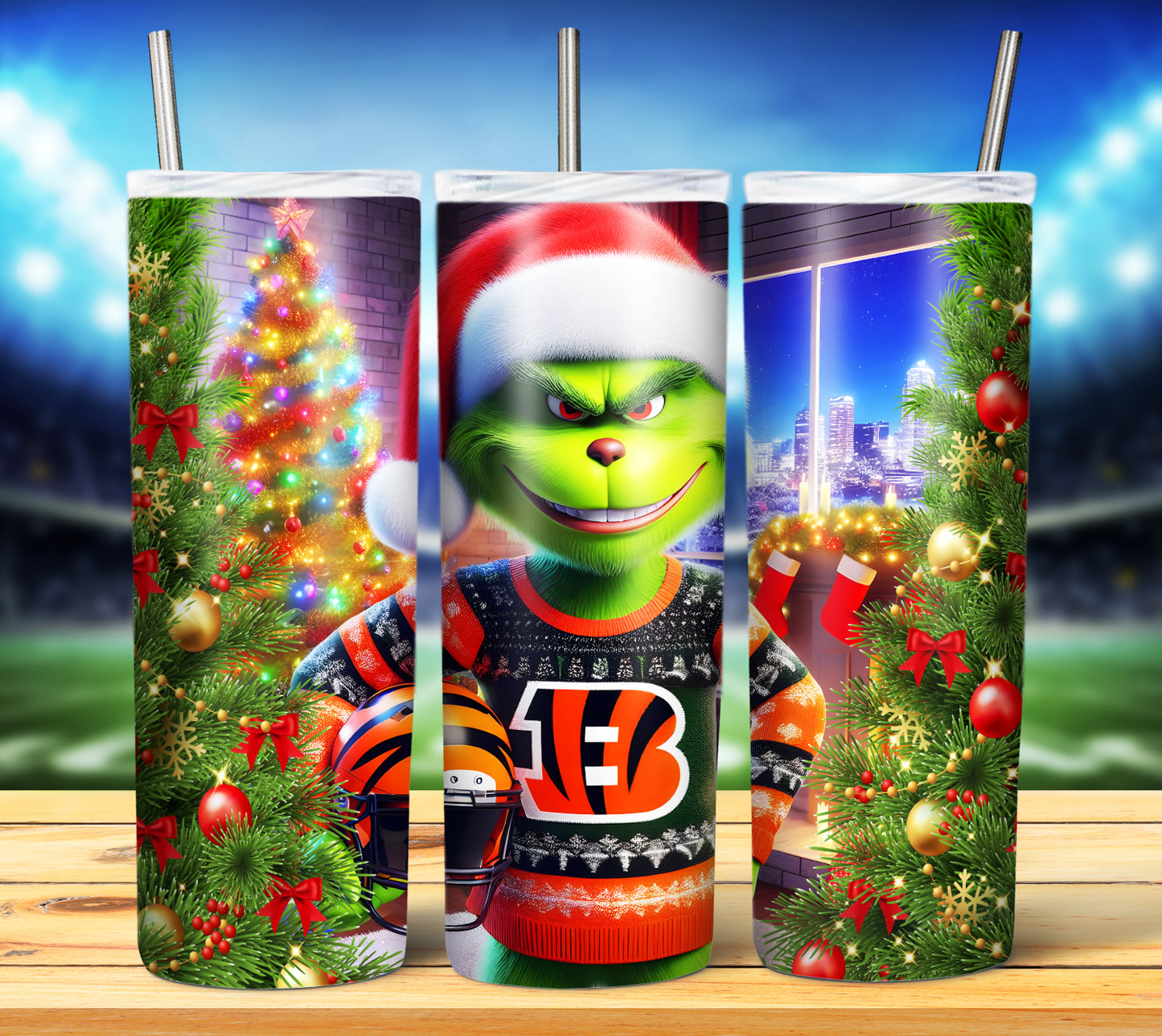 Christmas Football Grouch 20oz Sublimation Tumbler Image