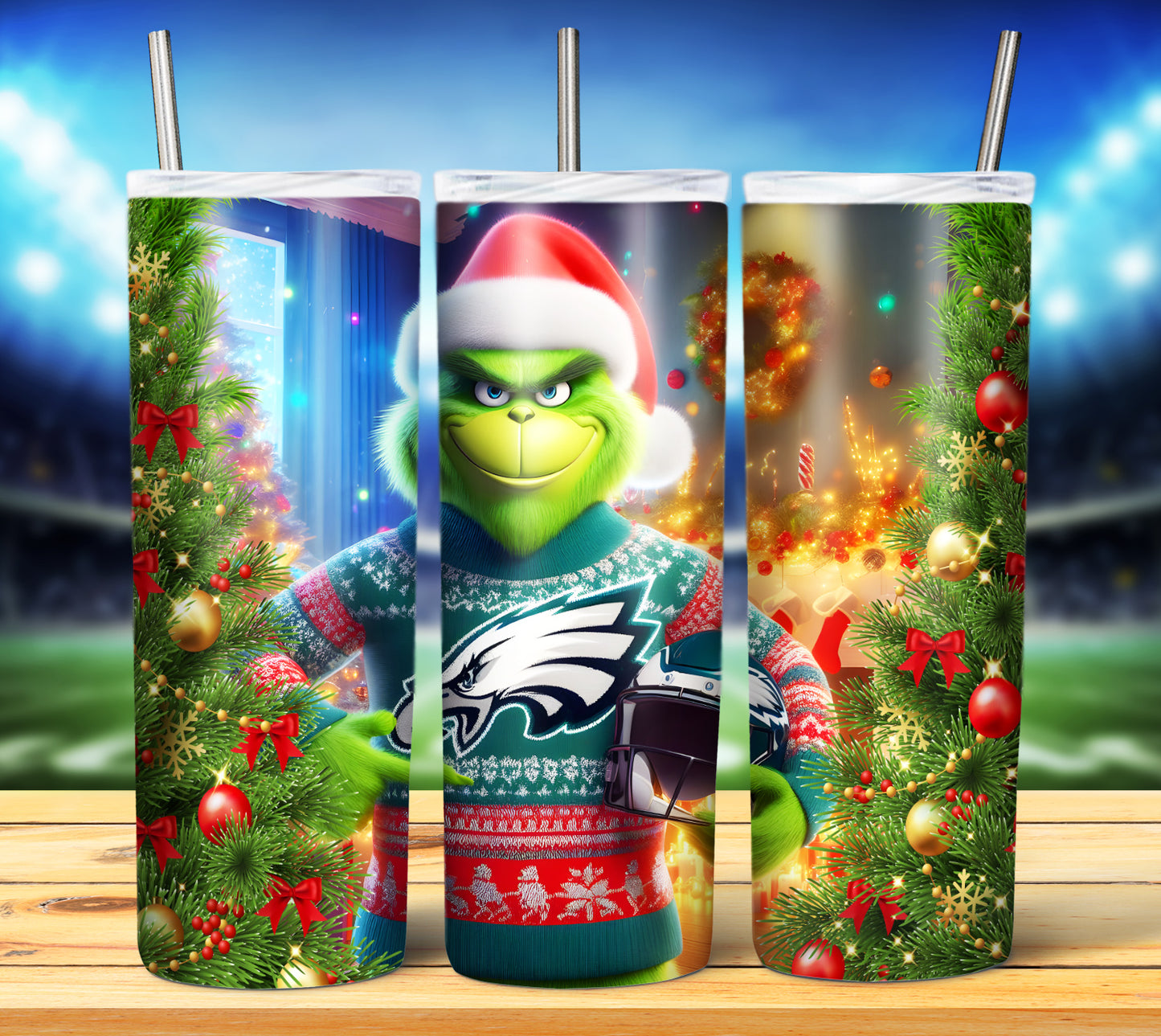 Christmas Football Grouch 20oz Sublimation Tumbler Image