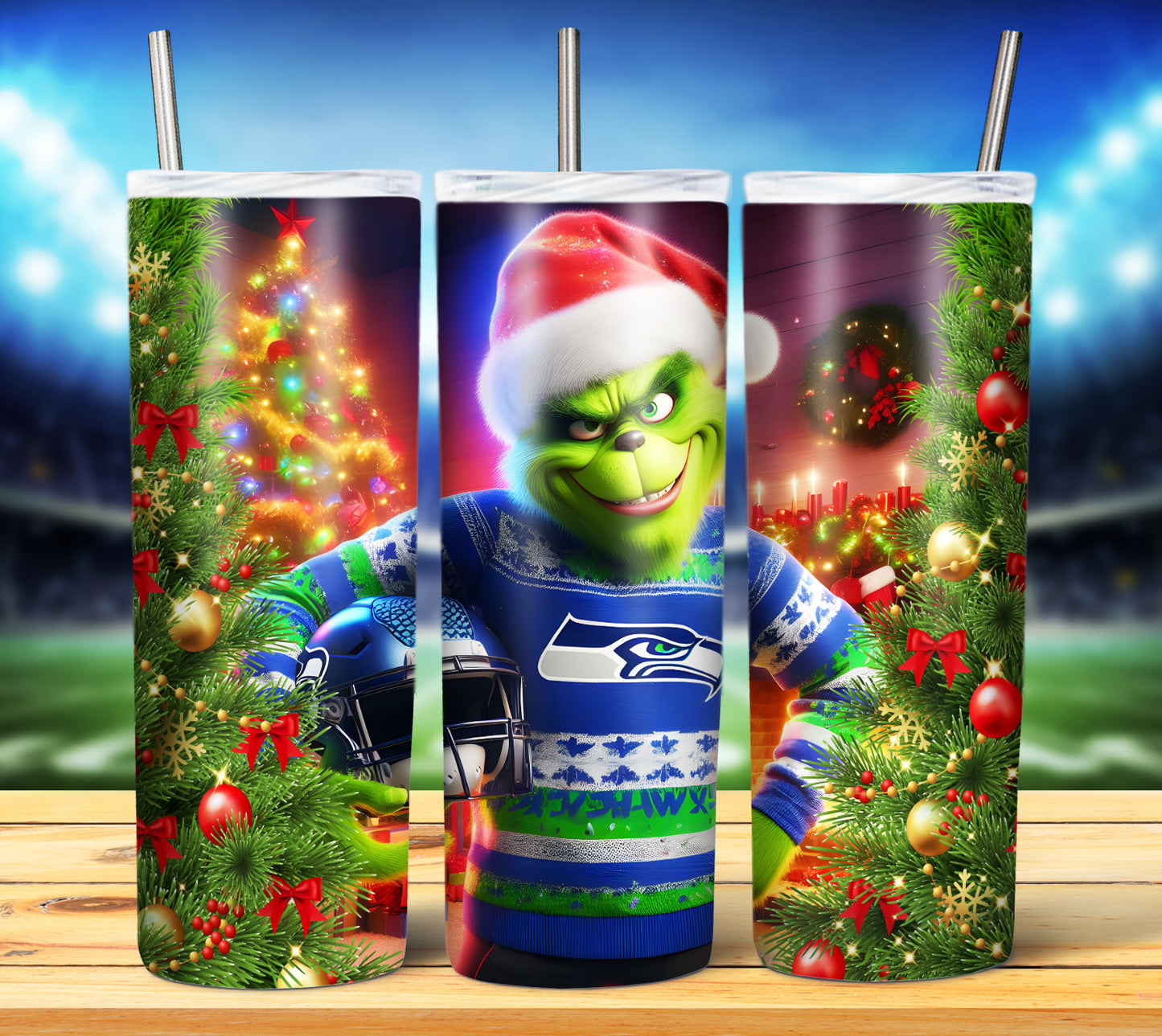 Christmas Football Grouch 20oz Sublimation Tumbler Image