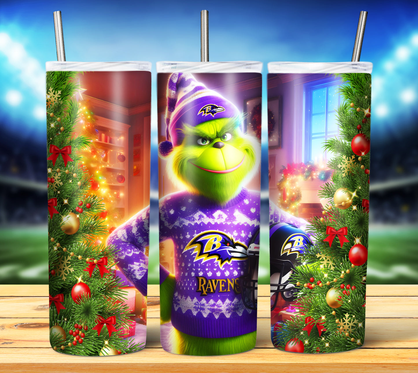 Christmas Football Grouch 20oz Sublimation Tumbler Image