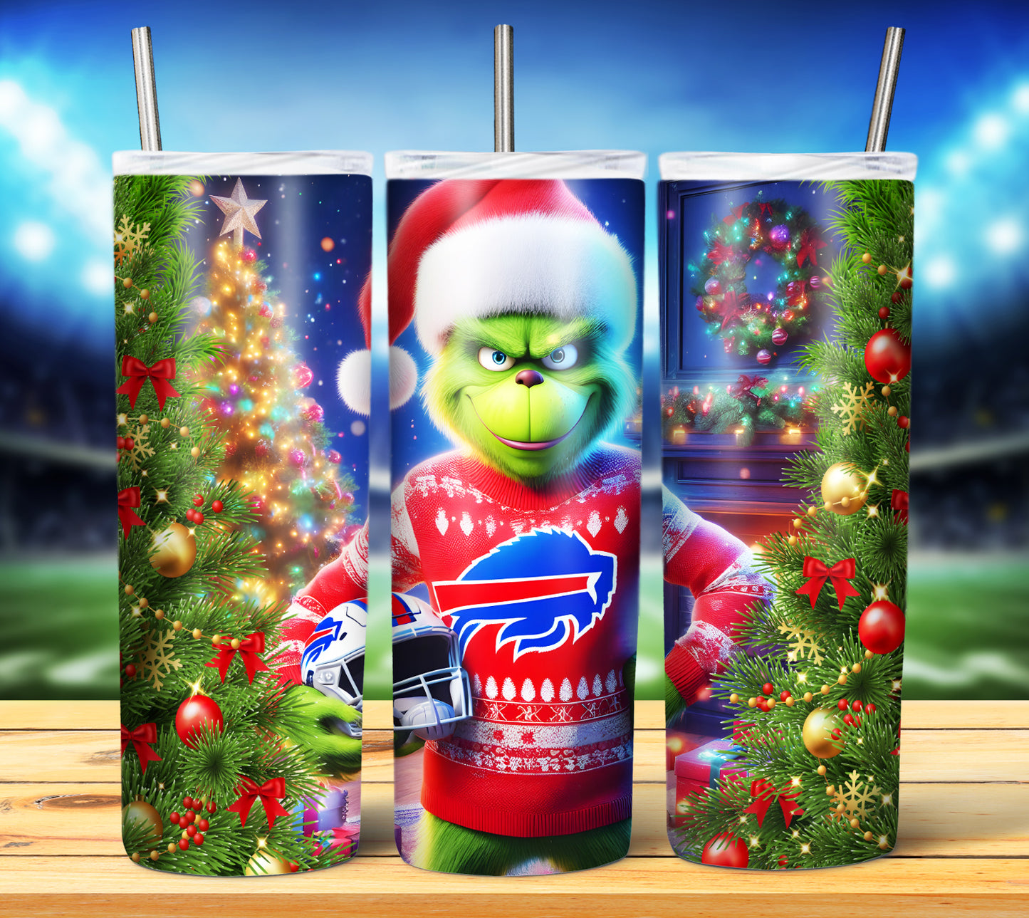 Christmas Football Grouch 20oz Sublimation Tumbler Image