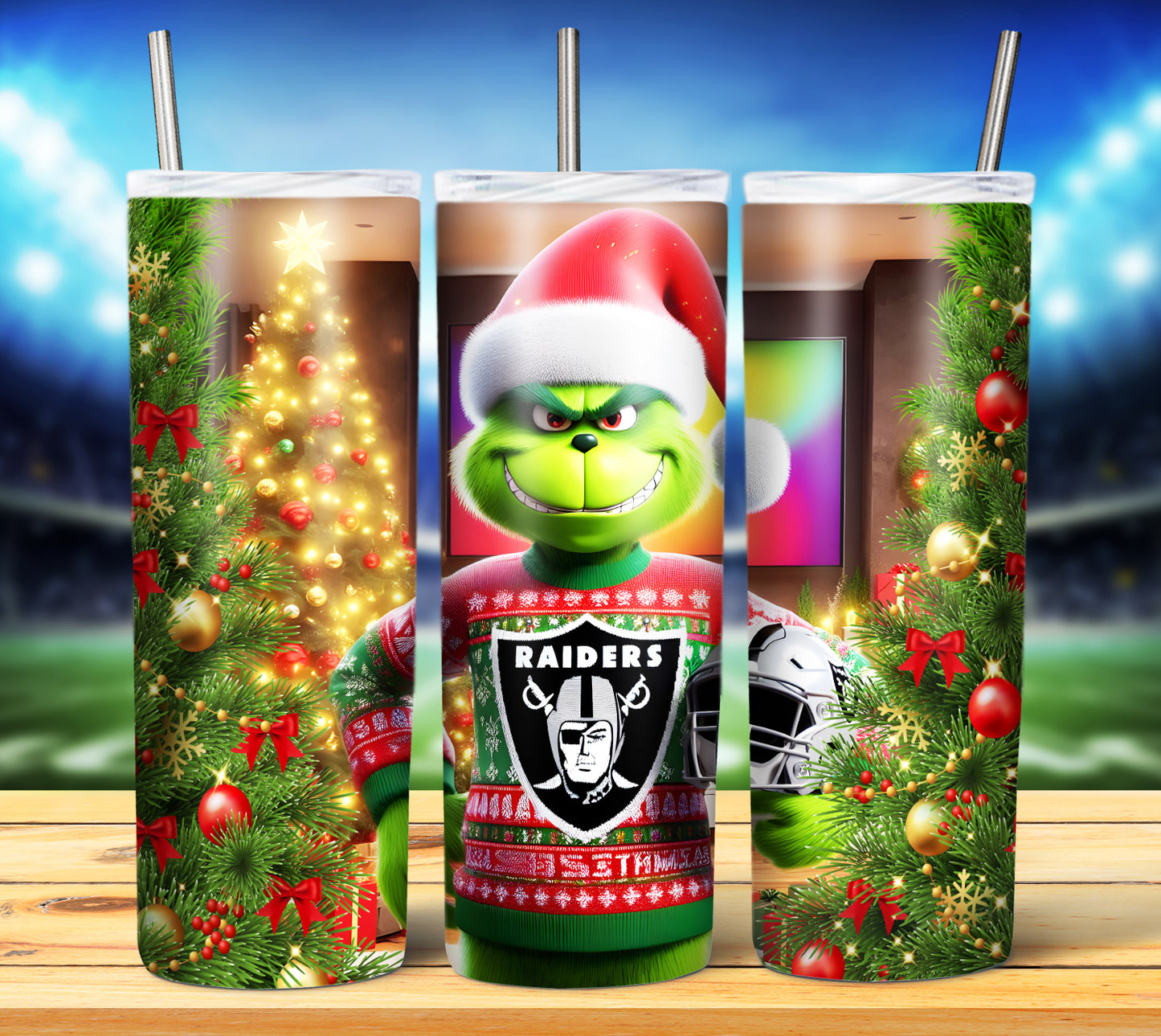 Christmas Football Grouch 20oz Sublimation Tumbler Image