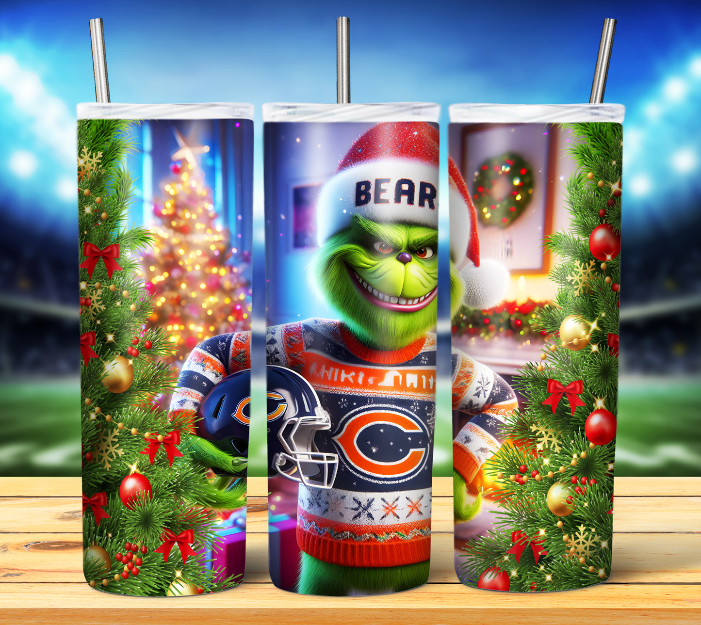 Christmas Football Grouch 20oz Sublimation Tumbler Image