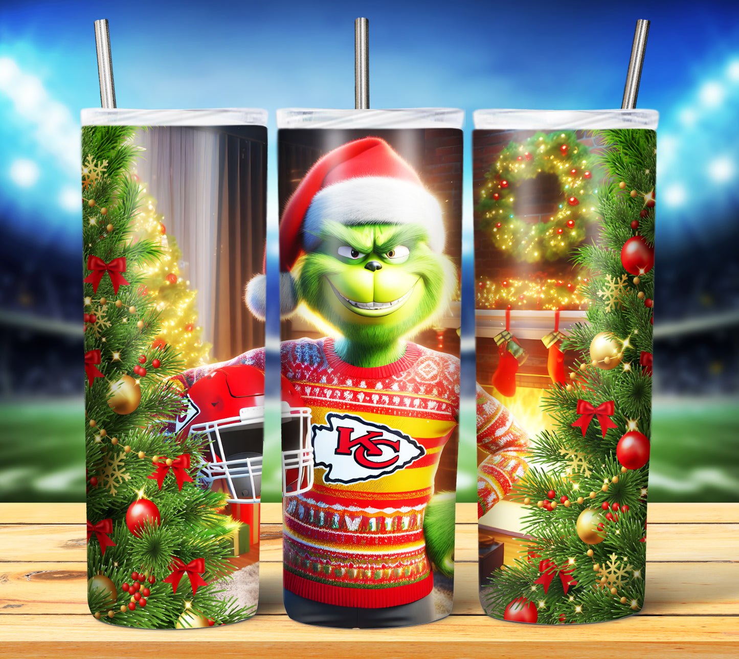 Christmas Football Grouch 20oz Sublimation Tumbler Image