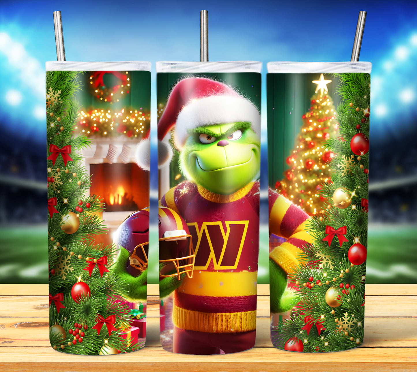 Christmas Football Grouch 20oz Sublimation Tumbler Image