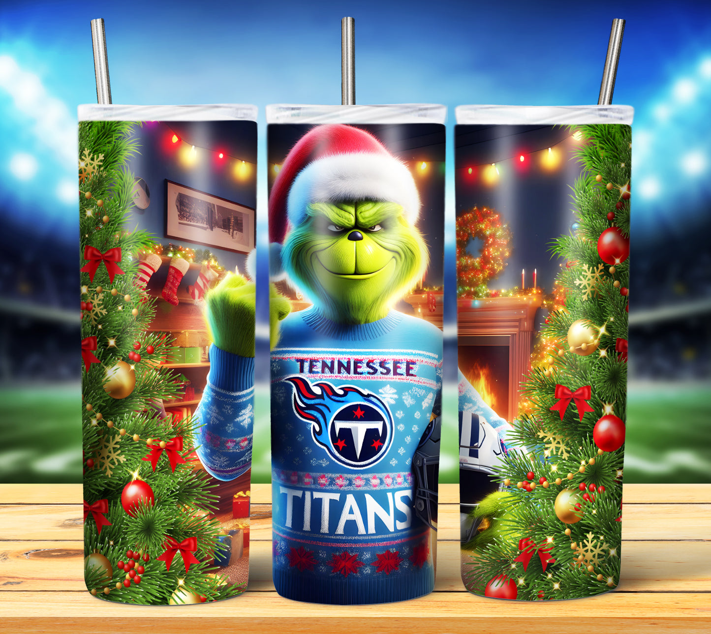 Christmas Football Grouch 20oz Sublimation Tumbler Image